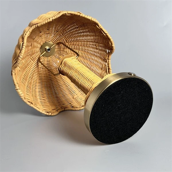 Portable And Rechargable Retro Rattan Table Lamp