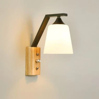 Skandináv modern egyszerű fa LED fali lámpa